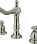 Heritage Widespread Lavatory Faucet With Metal Lever Handle In Brushed Nickel, Built To Last, Easy Install, Adjustable 8 To 16 Inch Spread