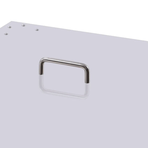 Handle detail of Stainless Steel Fire Pit Heat Deflector With Sturdy Foldable Legs Even Heat Distribution For Outdoor Bonfires