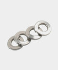 Close-up of stainless steel washers, part of 350 Pieces Stainless Steel Lock Washer Kit For Screws Bolts And Automotive And Household Repairs
