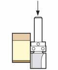 Pro Grade Guided Profiler Router Bit With One Quarter Inch Shank And Half Inch Cut Diameter showing sharp cutting edge for veneer trim.