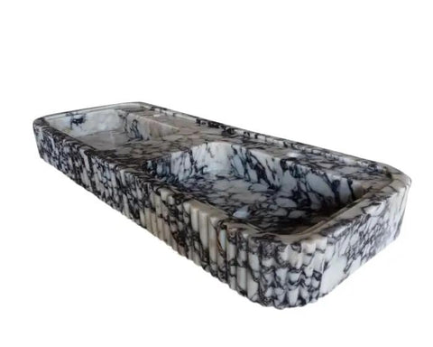 Premium TopShelf Calacatta Viola Marble Double Integrated Sink Featuring Bold Gray Veining Details For Modern Bathroom Updates And HassleFree Daily Comfort.