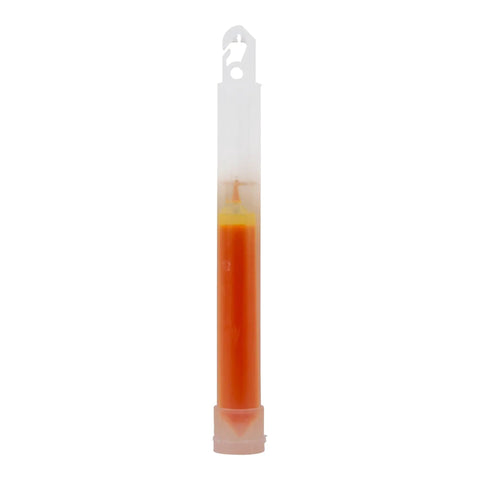 Single Orange Glow Sticks 6 Inch Emergency ChemLight Glow Sticks with 12 Hour Brightness, close-up view, for blackouts, camping