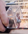 Portable Pneumatic Air Die Grinder With 30000 Rpm Motor And 50mm Cutting Wheel Includes Seven Foot Coiled Hose in action, producing sparks.