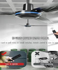 Freaking Smooth Heavy Duty Three Blade Ceiling Fan With Wireless Remote Control And Rock Solid Quiet Operation For Indoor Outdoor Spaces Like Large Patios Or Bedrooms In Sleek Black Finish demonstrating remote control use.