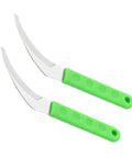 Two Pack Stainless Steel Weeding Sickle With Ergonomic Handle, All Purpose Garden Tool for weeding and lawn care, green handle