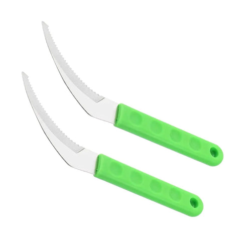 Two Pack Stainless Steel Weeding Sickle With Ergonomic Handle, All Purpose Garden Tool for weeding and lawn care, green handle