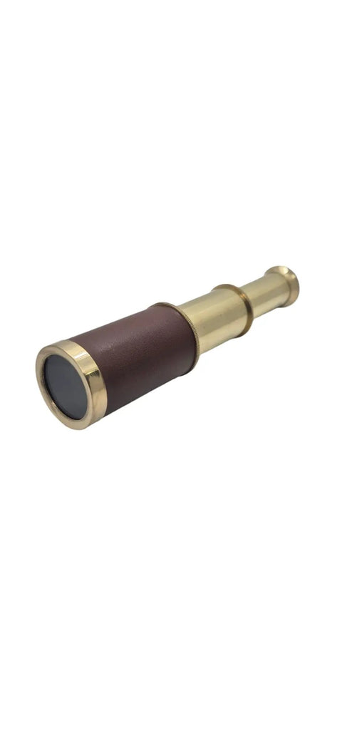 6 Inch Brass Pirates Telescope Collapsible Handheld Monocular Go-To Travel And Adventure, Outdoor Exploration, Ideal Gift For Navy Enthusiasts, Bird Watching, Trekking, And Collectible Nautical Spyglass, brass telescope with leather grip