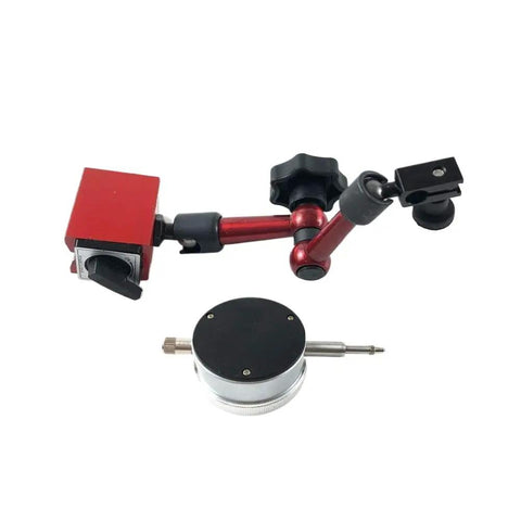 Magnetic Dial Indicator Holder Base For Dial Bore Gauge And Micrometer, Stand For Comparator Watch, Replacement Tool Mount With Rock Solid Magnetic Base For Precise Measurement And Easy Setup, red metal arm
