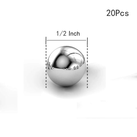 ZYsteelball 1/2 inch stainless steel bearing ball, 20 pcs, 304 grade, front view