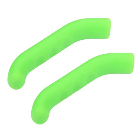 Silicone Bicycle Brake Grip Cover Anti Slip Waterproof Shield for Mountain Bikes and Scooters, green curved design, 2-pack