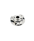 Hollow metal disc with 360-degree rotating torque hinge; circular mounting hub with central bore.