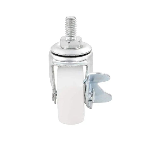 Beefy Round Umbrella Base With Wheels For 1.5 To 1.9 Inch Poles, Granite Plate And Stainless Steel Tube, wheel component, close-up view
