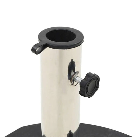 Adjustable pole holder of Granite Parasol Base Beefy 62.8 Lb Round Black Outdoor Umbrella Stand, wind resistant construction