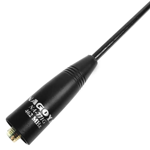 15.3 Inch GMRS Antenna With 3 dBi Gain For BTECH BaoFeng Radios SMA Female Connector, close-up of black flexible whip