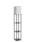 Space Saving Floor Lamp With Shelves, Modern Corner Shelf Lamp With 3 Color Temperature LED, Black Standing Lamp with Square Lampshade