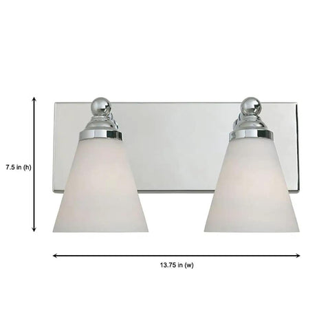 Hudson 4 Light Chrome Vanity Light Fixture Wall Mount Sconce For Bathroom Bedroom Or Mirror 29.75 Inch Long Damp Rated Modern Vanity Lighting With Warm Diffuse Glow showing a two-light design.