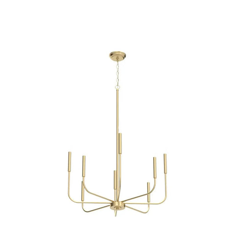 Gold Eight Arm Modern Chandelier With Two Height Options, A Statement Piece Candle Style Ceiling Light Fixture