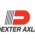 Front view of Dexter Axle brand logo with red D and black diagonal stripes.