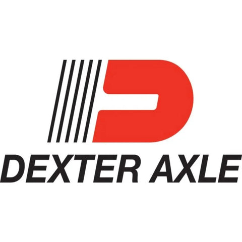 Front view of Dexter Axle brand logo with red D and black diagonal stripes.