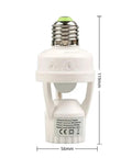 Hands Free Motion Sensor Light Socket E27 With PIR Bulb Holder Adapter 100 To 240 Volt Auto On Off, 119mm white