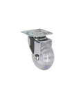 Pack Of Four 3-Inch PU Transparent Crystal Wheel Casters With Brakes For Furniture And Cabinets, single caster side view