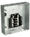 Interior view of Single 125A Outdoor Main Lug Load Center, 8 Spaces / 16 Circuits, Weatherproof NEMA 3R panel, 22,000 AIC rated.