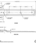 Technical drawing of Fold Down Strap Reverse Hinge for cargo trailers, 12-inch zinc-plated steel, universal fit for narrow door frames.