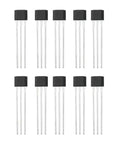 Top Shelf Black Hall Effect Sensors OH49E SS49E Model, pack of 10, sturdy black magnetic switches for electronics projects.