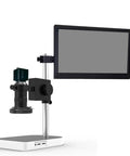 Video Microscope 200W Pixel Magnifier With LED Light And 11.6 Inch Display For Mobile Phone Repair USB Connect To Computer 45 Degree Adjustable Eyepiece Hands Free Viewing Snap Photos And Record Video, desktop stand
