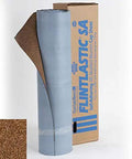 Built Tough Peel And Stick Roof Membrane With Resawn Shake Look Self Adhered Mineral Top Layer For Slopes Over Two Twelve Thick Polyester Base Ready To Roll For Pros Or Weekend Warriors rolled up in packaging.