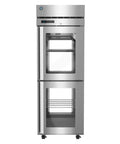 Straight Up Heavy Duty Pass Through Upright Freezer With Sleek Half Glass Door, stainless steel, 27.5x35.75x79.5 inches.