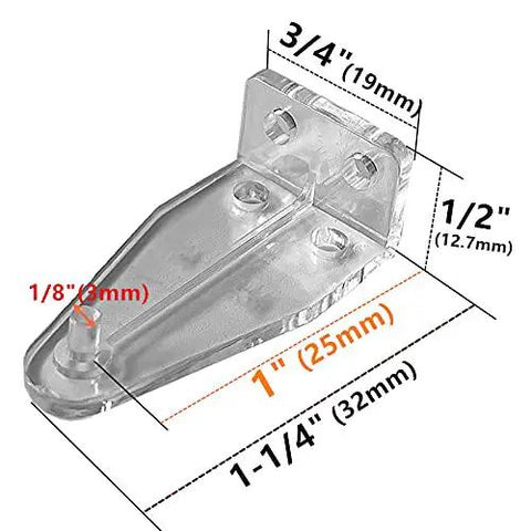 4 Pack Clear Plastic Hold Down Brackets For 1 Inch Mini Blind Bottom Rail Clips With Screws, clear bracket dimensions.