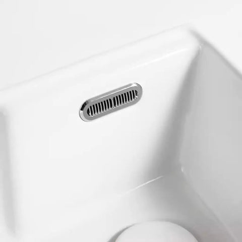 USZWBY Vessel Sinks Nordic Ceramic Table Basin Side Corner Drainage Washing Machine Balcony Home Washbasin Pool with Washboard Bathroom Bowl Sink drain design with chrome detail.