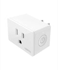 Smart Plug With Thread For HomeKit And Siri Control NFC Easy Setup Apple iPhone iPad Compatible Outlet For Home Automation Works With Apple Home App No Hub Needed White, angled view.