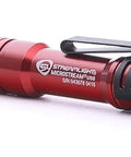 Red MicroStream USB 250 Lumen EDC LED Flashlight with Rechargeable Battery, ultra compact design, side view