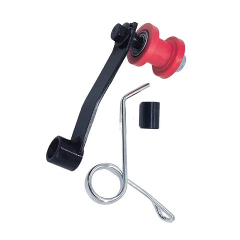 Ultimate Chain Tensioner Spring Roller Slider Guide Adjuster Pulley Kit For 110cc To 250cc ATV Quad Bike Parts, red roller, spring, black bracket