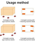 Usage method demonstration for Electric Machine Mover Skate With 360 Degree Swivel, showing various setups to move heavy loads.