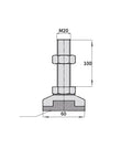 Heavy Duty Carbon Steel Adjustable Leveling Feet For Heavy Machinery And Straightener Racks With No Sweat Threaded Adjustment and dimensions displayed.