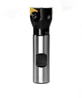 Oscarbide 3/4-in straight shank indexable end mill, side view; tin-coated, 1-inch cutting diameter, 2 inserts