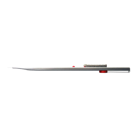 Side view of Auto Lock Stainless Steel Utility Knife with 9mm blade, built-in snapper, pocket clip, rust-resistant for pros and DIYers.