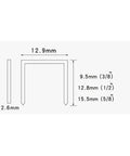 Pneumatic Carton Sealing And Side Stapler For Corrugated Boxes Air Sealer Nailer Gun SP50-10B Lightweight Yet Durable Box Packing Tool With 3.9 KG/CM2 Working Pressure Great For Fast Pro-Grade Packaging staple size diagram 12.9mm x 2.6mm, 9.5mm-15.5mm