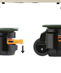 Heavy Duty Swivel Caster Wheels 4 Pack With Quick Adjust Leveling Feet showcasing adjustable feet mechanism for stability.