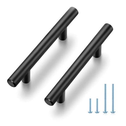 Set Of 30 Matte Black Cabinet Pulls, 5 Inch Length, 3 Inch Hole Centers (76mm), Stainless Steel Drawer Handles with screws