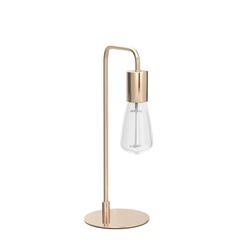 Industrial Edison Table Lamp Set of 2 in Gold Metal Finish, Compact Yet Bright Desk Lamps For Bedside Nightstand, Dresser, Coffee Table Or Study Desk