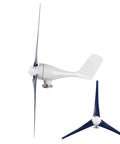 Side view of 1200W Wind Turbine Kit For Marine And Home Power 3 Blade Generator System Blue 12V Easy Install Adjustable Voltage.