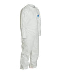 Side view of 400 TY120S Disposable Protective Coverall With Comfort Fit For Maximum Mobility White 5X Large Pack Of 25