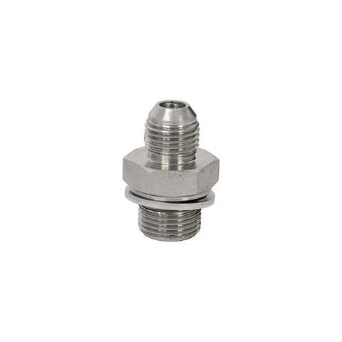 Metal hydraulic fitting for heavy duty 12V DC hydraulic power unit with 3HP pump and steel reservoir.