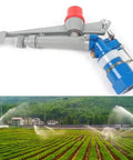 Heavy Duty 1 Inch Agriculture Irrigation Spray Gun With 360 Degree Adjustable Impact Sprinkler For Farm Orchard And Lawn Watering, blue and gray design