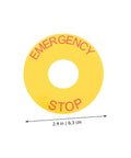 Emergency Stop Sign Decal Set For Machinery Safety Labels Bright Yellow With Red Text, 2.48 in OD, Durable Peel And Stick PVC