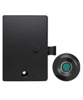 24 Hour Delivery Tuya Smart Biometric Fingerprint Cabinet Lock for file cabinets and kitchen cupboards, black design with sensor view.